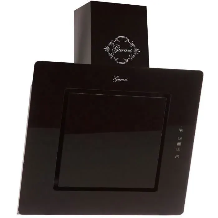 Gurari Hotte murale inclinée 60 cm verre noir GCH S 155 BL 6 Hotte aspirante • 1000 m³/h • Touch Control+Télécommande • Classe A