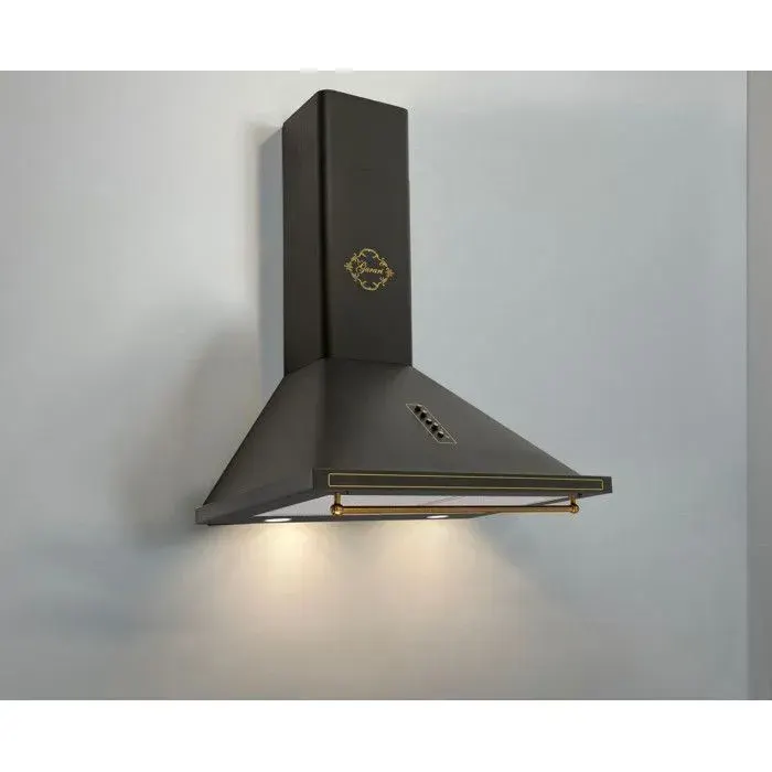 Gurari Hotte murale rétro noire 60 cm GCH 975 BL 60 • Hotte aspirante 850 m³/h • LED • Classe A • Évacuation & recyclage