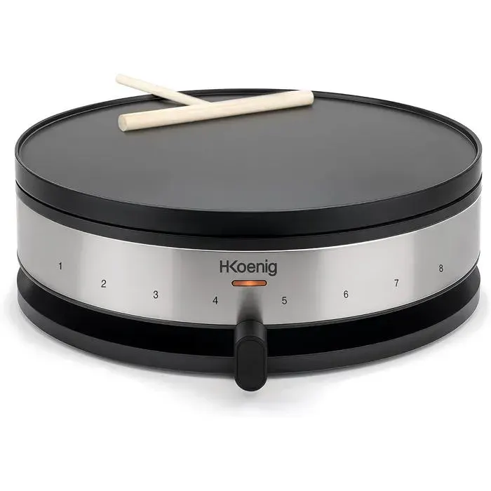 H.Koenig Crêpière électrique KREP29 Plaque Inox 33 cm Thermostat réglable avec Spatule