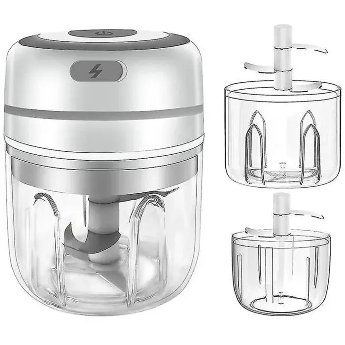 Hachoir à ail électrique mini hachoir à ail robot culinaire portable sans fil pilon à ail petit hachoir à aliments - blanc