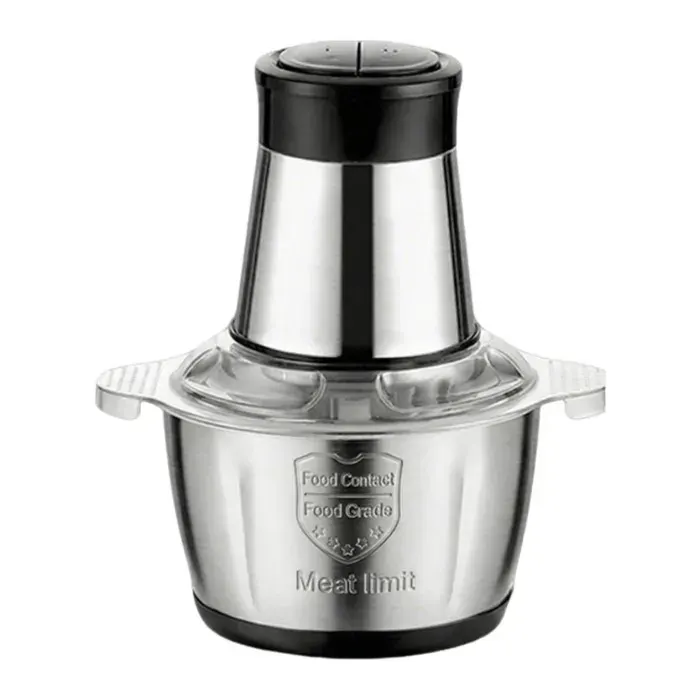 Hachoir électrique 500W blender - 4 lames doubles 2 vitesses bol inox 18L noir/gris