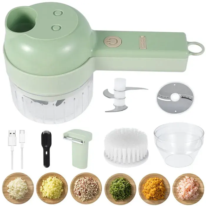 Hachoir électrique compact 40W acier inoxydable ABS vert pour cuisine