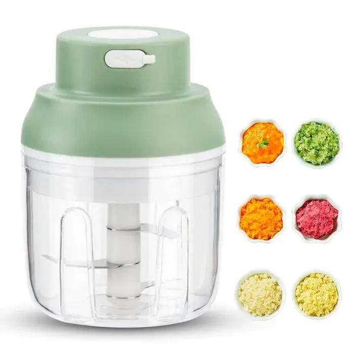 Hachoir électrique rechargeable USBMini coupe legumes Capacité de 250 ml Mini hachoir de cuisine avec chargeur USB robot mixeur