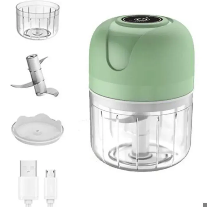 Hachoir électrique sans fil 250 ml – 3 lames inox – USB rechargeable – Cyan