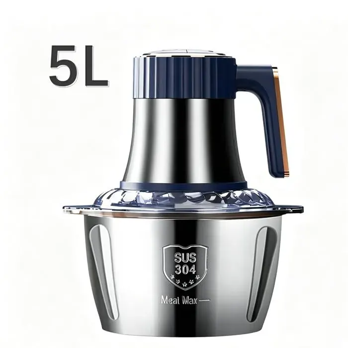 Hachoir electrique Six lames en acier inoxydable pour hacher broyer râper mélanger préparer des repas 500 W bleu