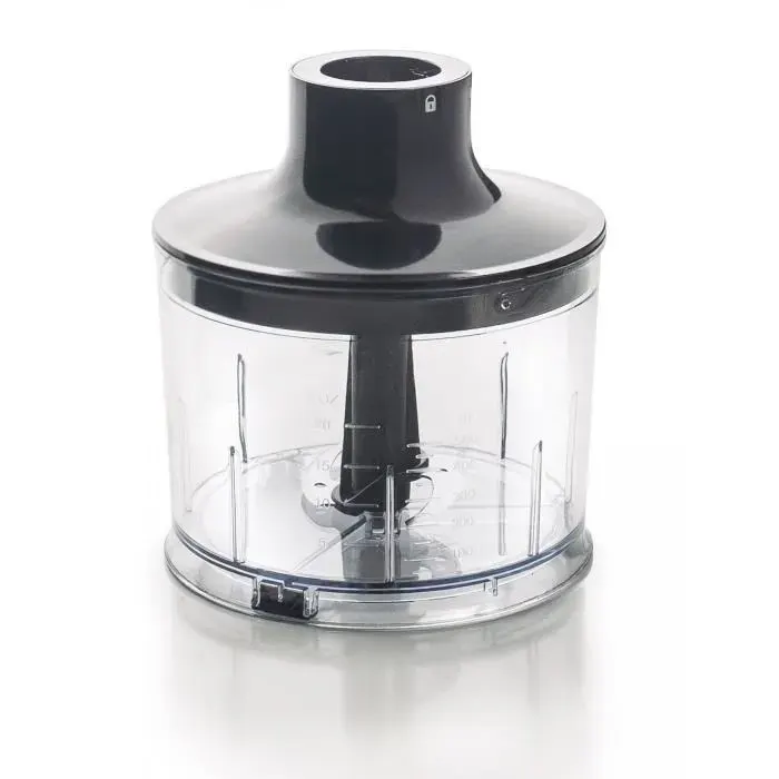 Hachoir pour mixeur plongeant - LACOR - Standard - 2 lames inox - Bol gradué 500 ml - Couvercle plastique - Gris