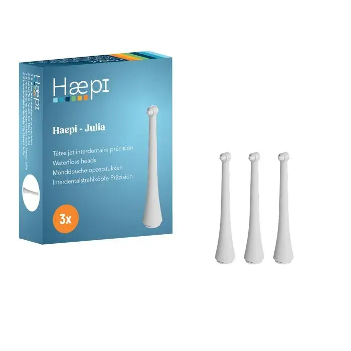 Haepi Pack de 3 têtes de jet interdentaire pour Brosse à dents Haepi Julia