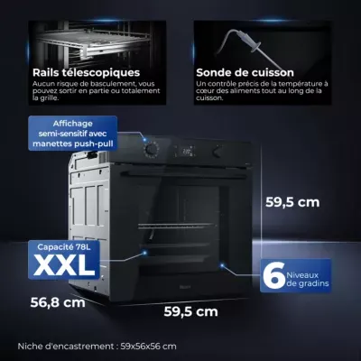 Haier - Four Encastrable Id2p5b5eytb - Pyrolyse - Hydrolyse - Chaleur Pulsée - Porte Froide - Rails Télescopiques — vue 3