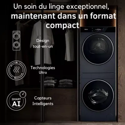 Haier - Lave Linge Séchant Hublot Clc108-Gnu1-S - 10/8 Kg - 1400 Tr/Min - Classe A - Moteur Direct Drive - Connecté - Noir — vue 6