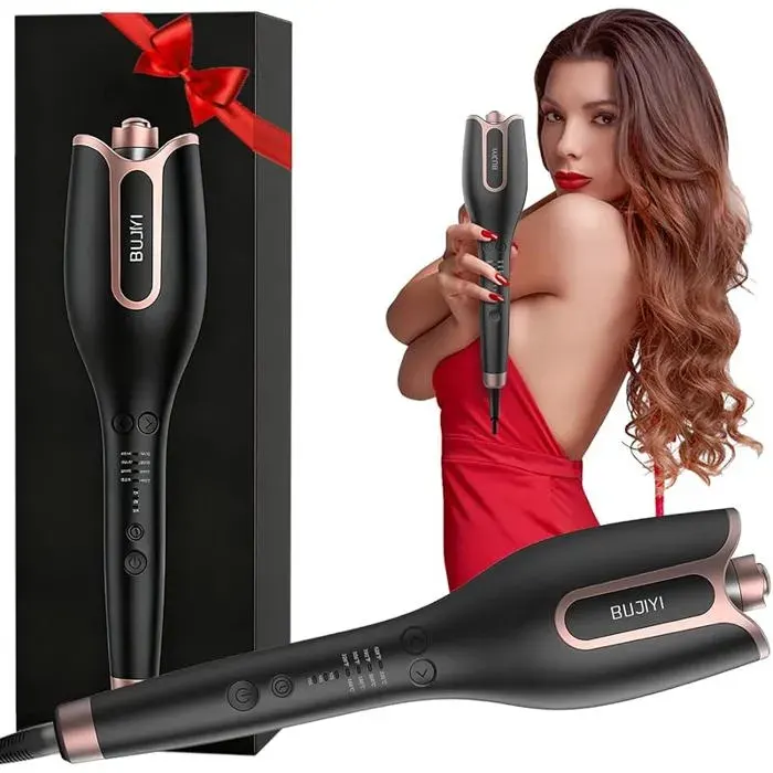Hair CurlerAutomatic Curler4 Temperature Settings and 3 Heating Timers360° Swivel Cord Anti Tangle (Deep Jet Bck FER A FRISER