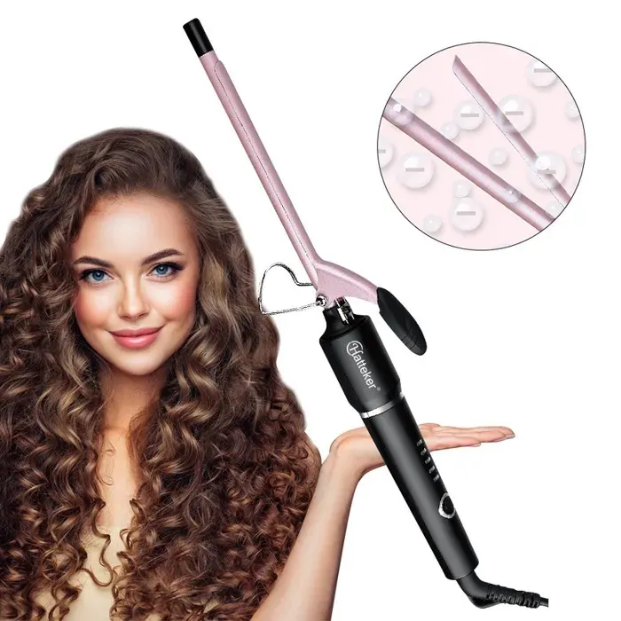 Hatteker FER A FRISER 9mm Boucleur Cheveux Fins pour Cheveux Longs et Courts Température Réglable Chauffe Rapide