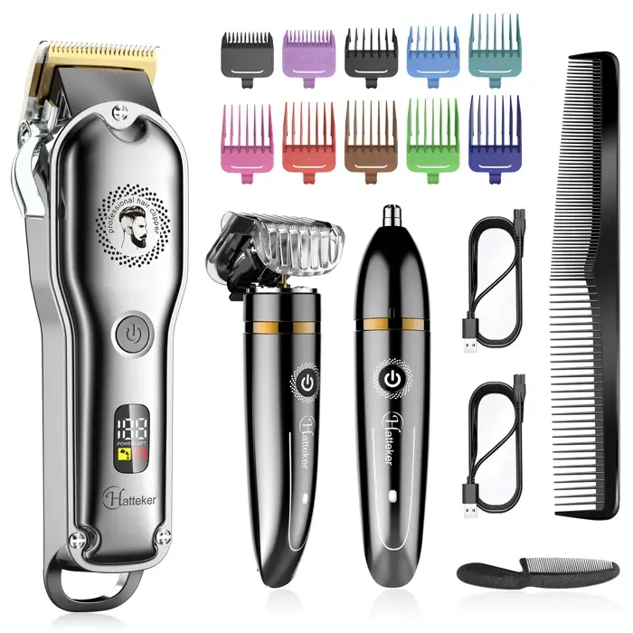Hatteker Kit de Tondeuse Cheveux Tondeuse Barbe Hommes Tête de coupe en T Tondeuse Nez-Oreille Corps Tondeuse de précision