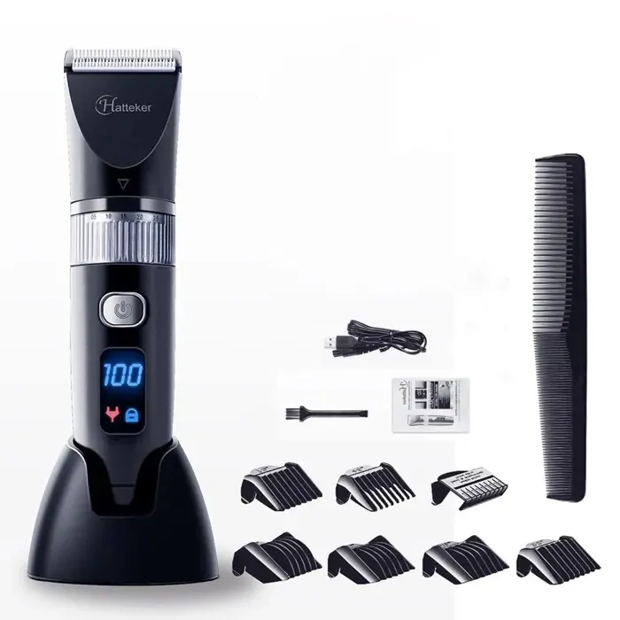 HATTEKER Tondeuse à Cheveux Professionnelle en Céramique Tondeuse à Barbe Rasoir LED Display