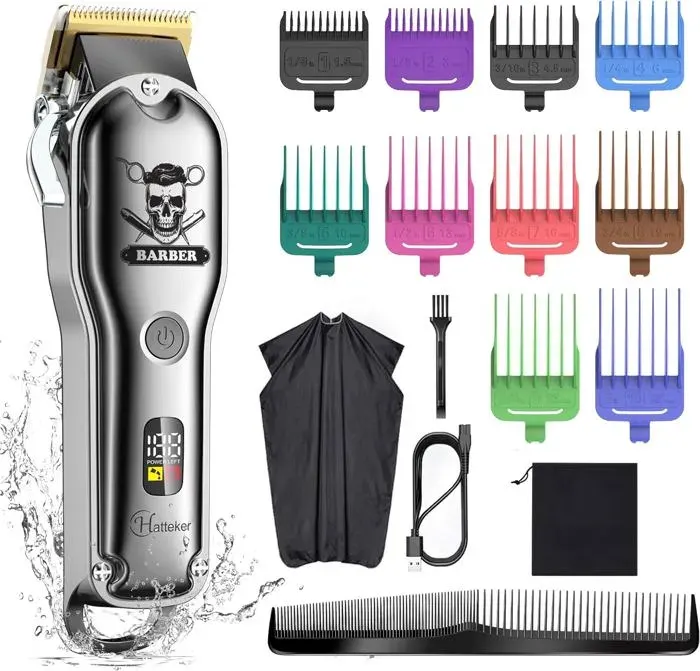 Hatteker Tondeuse à Cheveux Tondeuse à Barbe Professionnelle Tondeuse de Précision Hommes IPX7