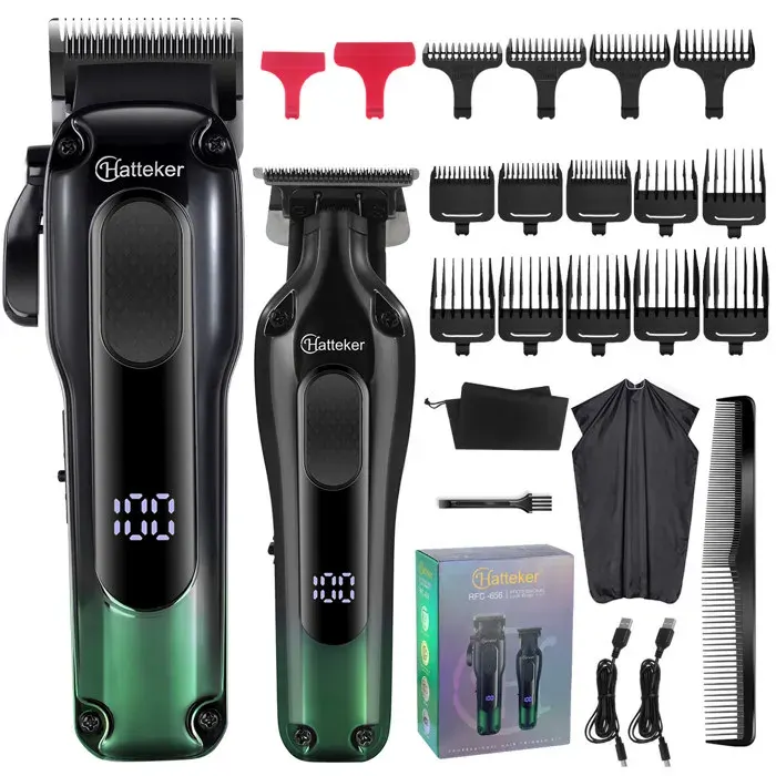 Hatteker Tondeuse Cheveux et Barbe Homme Professionnelle Sans Fil Rechargeable – Kit de Rasage Électrique