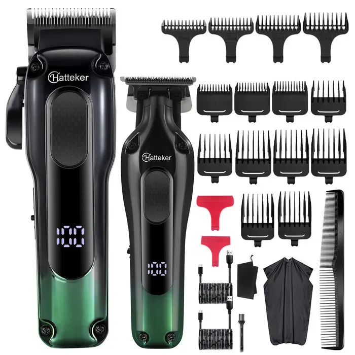 Hatteker Tondeuse Cheveux Homme – Tondeuse Barbe Professionnelle Sans Fil Kit Rechargeable Multifonction