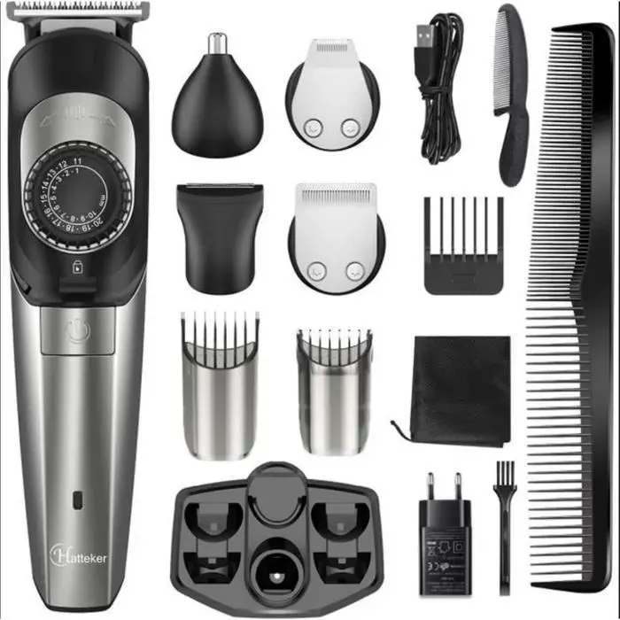 HATTEKER Tondeuses Cheveux et Précision pour Hommes Tondeuse Barbe Sans Fil Or 3en1