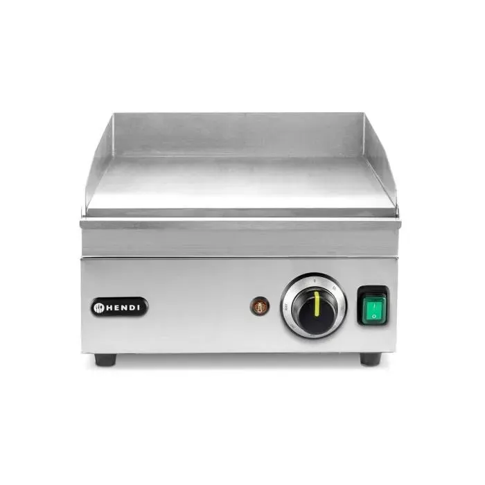 HENDI Plancha électrique lisse 2000W inox plaque 8 mm 316×380 mm tiroir à graisse thermostat 300°C