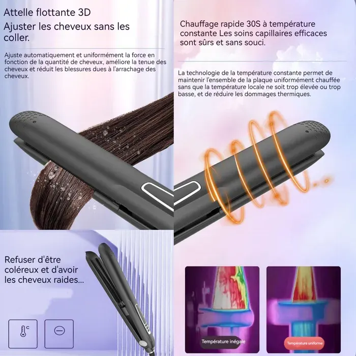 hermal brush 45w 100-240v 16-20mm - TepidBee - pulvérisation humide et sèche évaporation légère lisseur hydratant à la vapeur fer