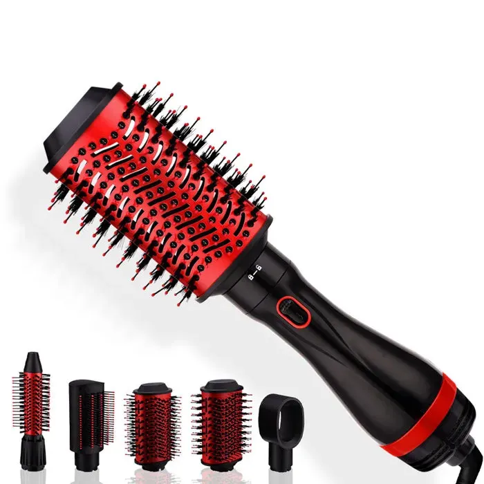 hermal brush 5 en 1 1000w 220v 21-30mm baguette à friser non dommageable - TepidBee - peigne à souffler peigne à air électrique m — coloris Rouge