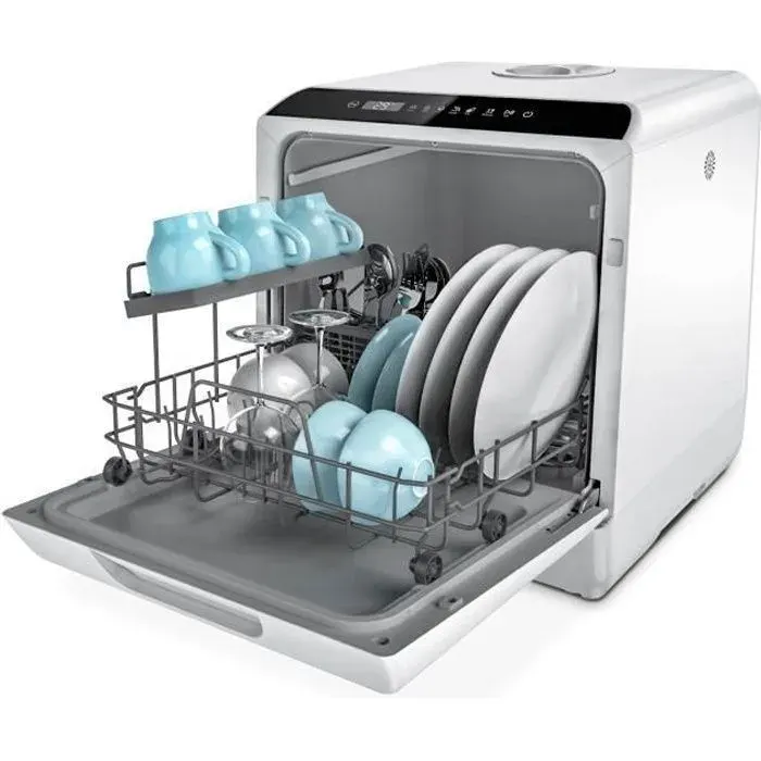 hermitlux Mini-lave-vaisselle utilisable avec robinet ou sans robinet 43cm de large capable de contenir 4 sets adapté au — coloris Blanc