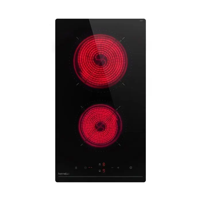 Hermitlux Plaque Vitrocéramique 2 Foyers 29 cm 9 niveaux de puissance 3000W commande tactile