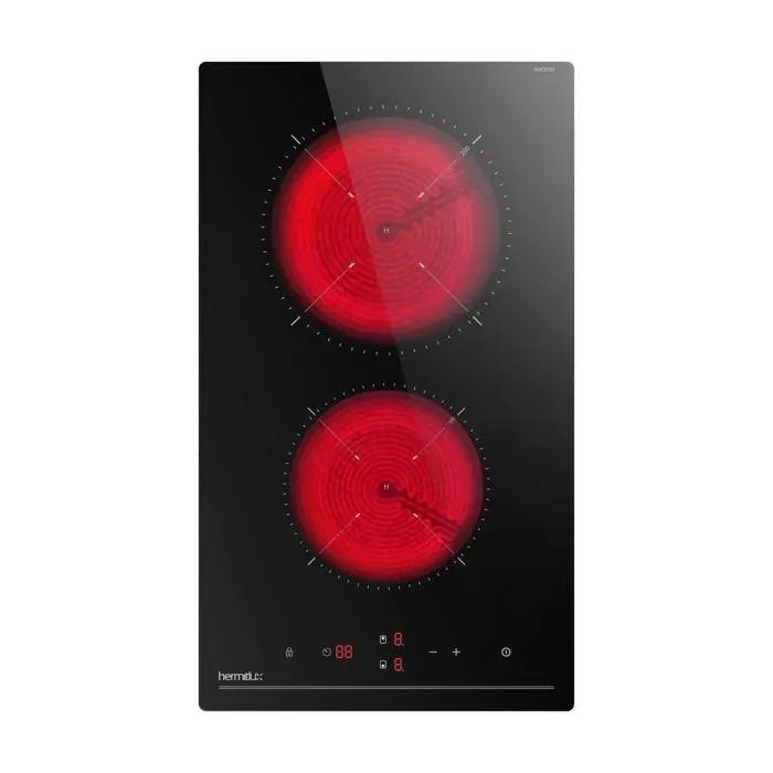 Hermitlux Plaque Vitrocéramique 2 Foyers 29 cm 9 niveaux de puissance 3300W commande tactile