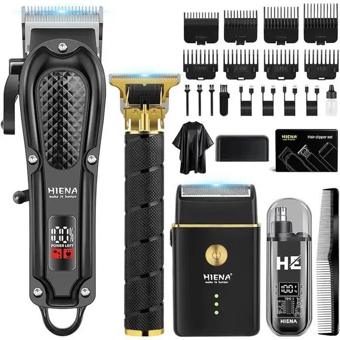 HIENA PO Tondeuse à cheveux pour homme sans fil tondeuse à barbe rasoir à lames tondeuse à nez kit complet de rasa TONDEUSE A BARBE