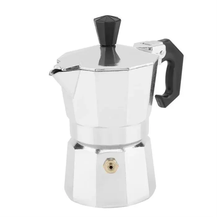 Hililand Cafetière en aluminium 50 ml 1 tasse en aluminium de type italien Moka Pot cafetière expresso cuisinière utilisation de