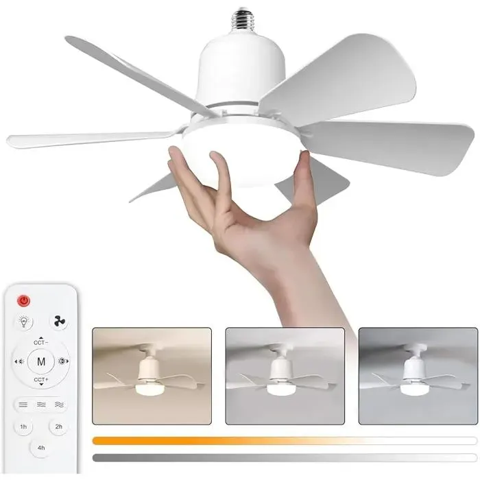 himmel Ventiteur pfond avec lumiere30W Lampe Ventiteur Pfond avec Douille E27Dimmable LED pour ChambreBnc VENTILATEUR DE PLAFOND