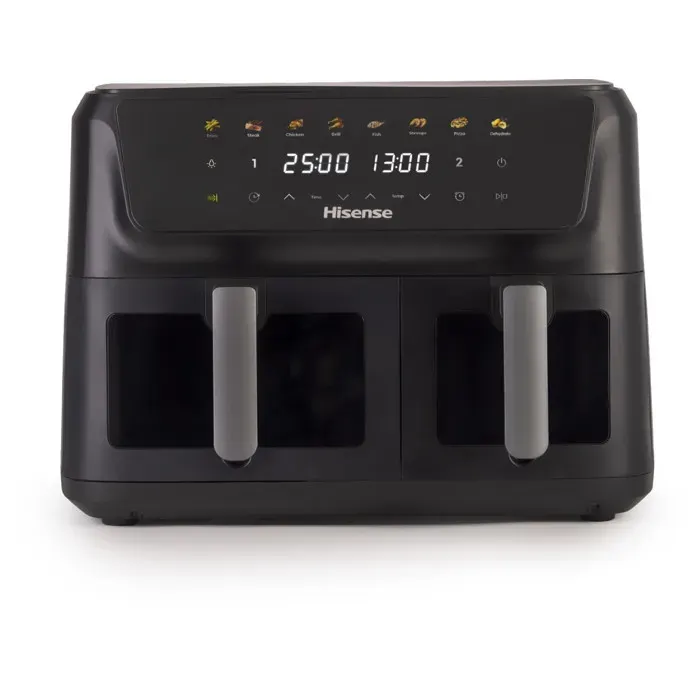 Hisense Friggitrice ad Aria Calda HAF2700DCD 11L Doppio Cestello 2700W 8 Programmi Touch Nero