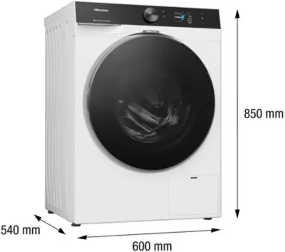 Hisense - Lave Linge Hublot Wf7s1247bw - 12 Kg - 1400 Tr/Min - Classe A - Moteur Induction - Autodosage - Connecté Wifi - Noir — vue 5