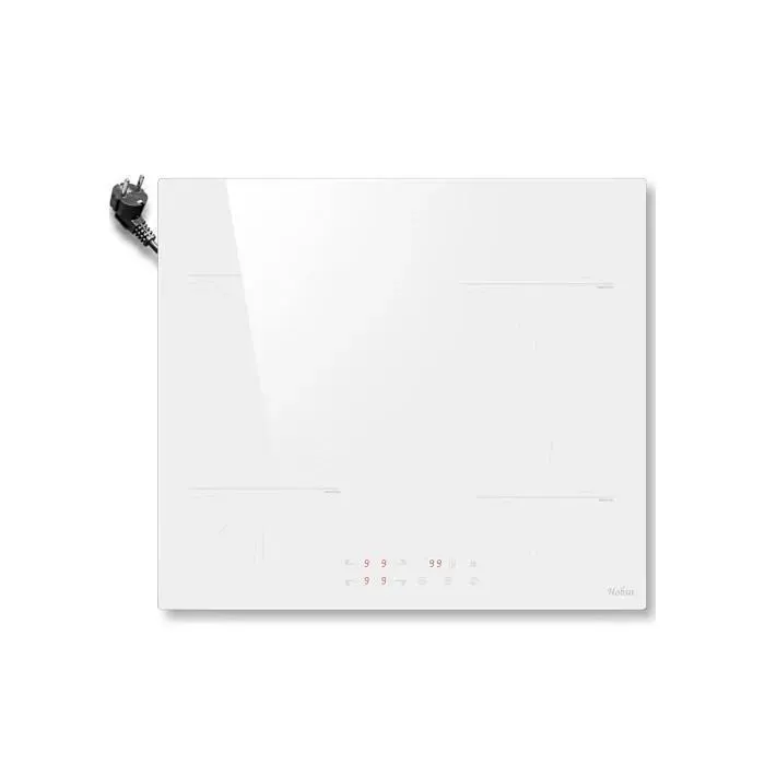 Hobsir Plaque à Induction 4 Feux 60 cm Plaque de Cuisson Electrique Encastrable avec Prise 3500 W 220-240V Blanc