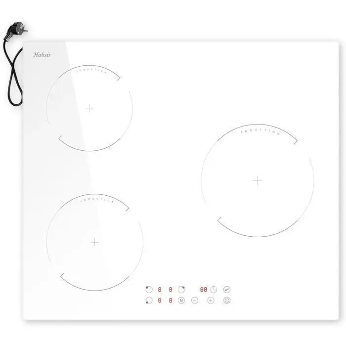 Hobsir Plaque à induction pour cuisine à induction 3 brûleurs 3500w Plaque a induction avec prise 60cm Plaque induction blanche