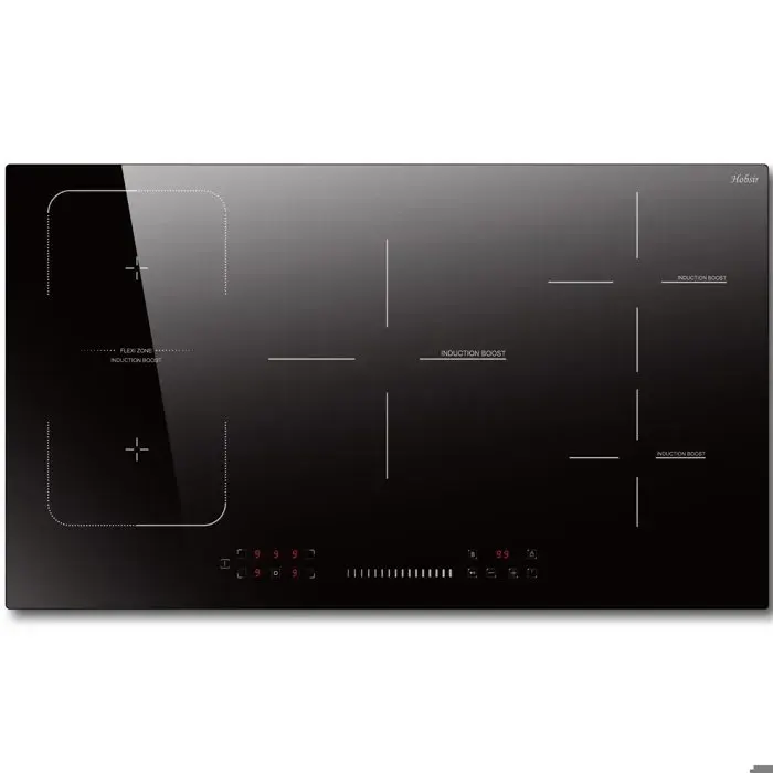 Hobsir Plaque Induction 5 Feux L90 x P52 cm- 7200W Table de Cuisson Induction Encastrable Commande Tactile à Curseur 9 Niveau 240V