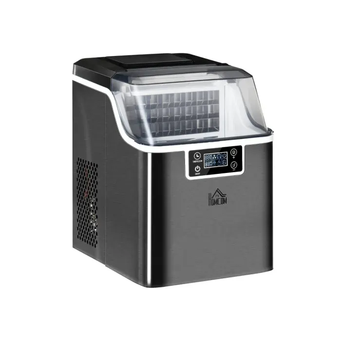 HOMCOM 3.2L Compact Ice Machine with LCD Screen and Accessories - Black