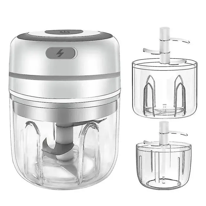 HOMEWE Hachoir à ail électrique mini hachoir à ail robot culinaire sans fil portable broyeur à ail petit appareil alimentaire — coloris Blanc