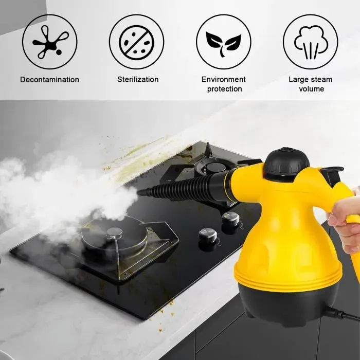HOMEWELL. NETTOYEUR VAPEUR À STÉRILISATION VAPEUR HAUTE TEMPÉRATURE 22*22*13.5CM JAUNE.