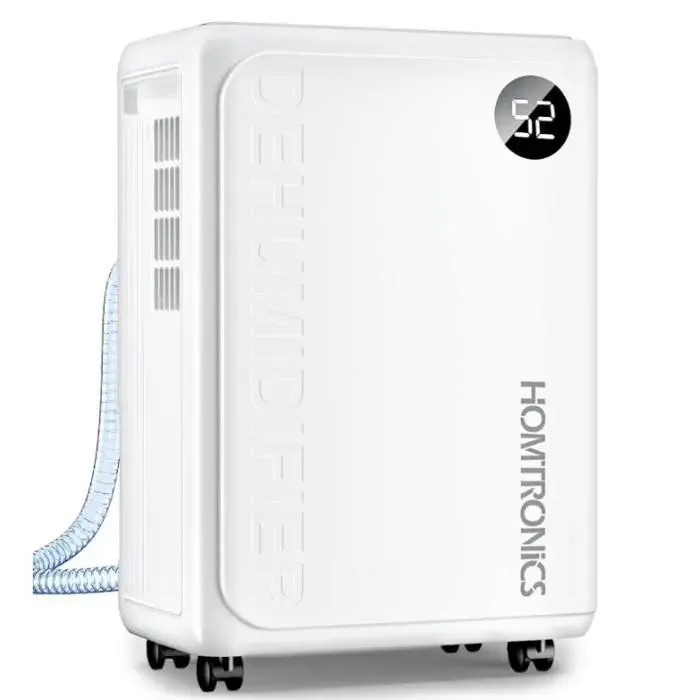 Homtronics Deshumidificateur d Air12L/JourTuyau de VidangeEfficaceAffichage LEDSilencieuxpour MaisonSous-solMoisiChambre
