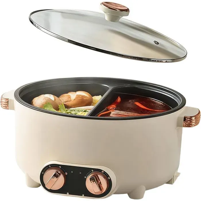 Hot Pot Électrique Marmite 5.5L Hotpot 1600W Multifonctionnelle Antiadhésive Avec Chauffage Rapide & Double Bouton De Régu[PE562]
