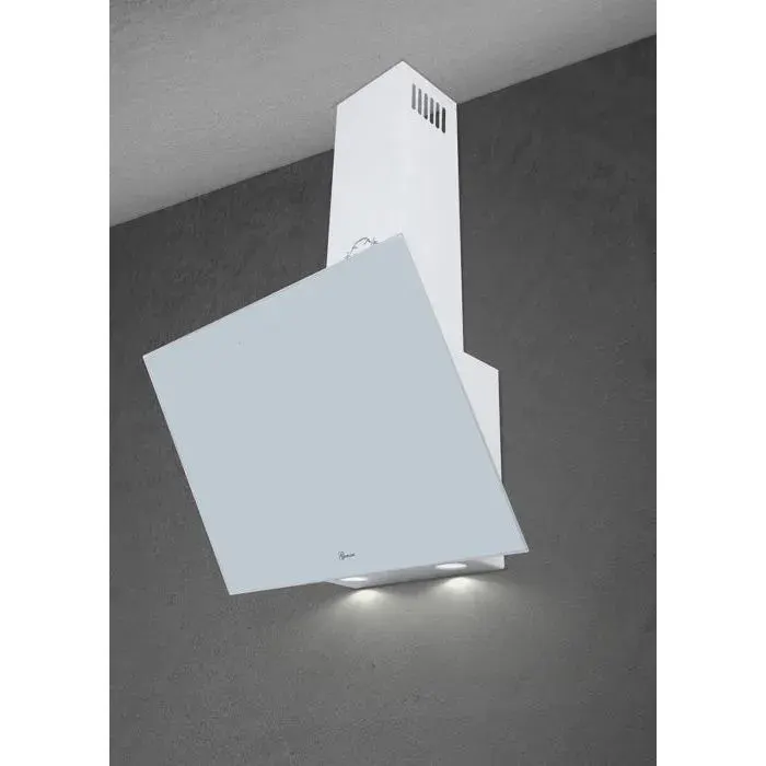 Hotte aspirante 60 cm GURARI 286 WH 6 Blanc verre•Нotte murale inclinée 1000m³/h•Evacuation/Recyclage•TouchControl+Télécommande