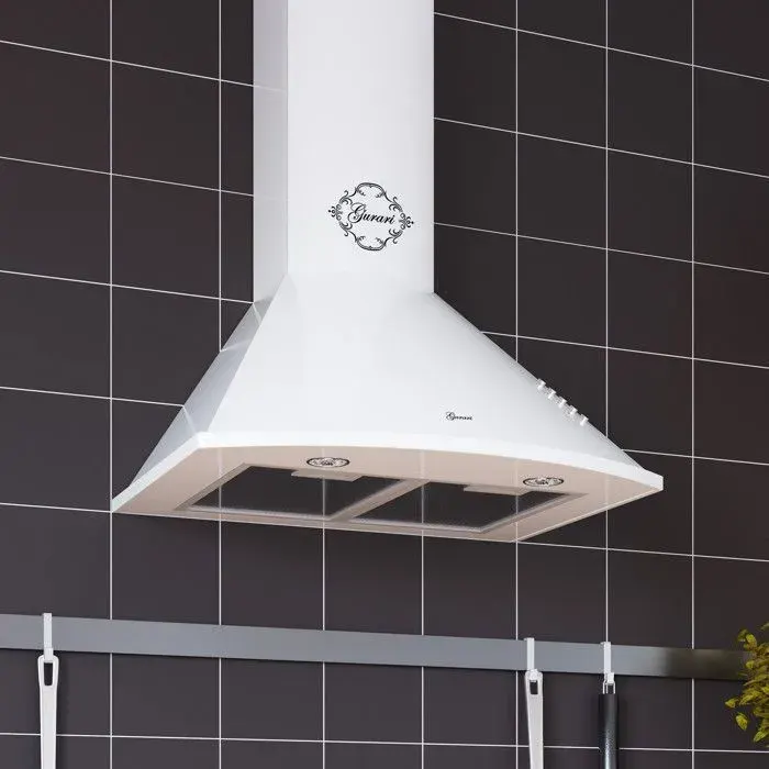 Hotte aspirante 60 cm Gurari Hotte murale GCH 046 WH 6 Blanche 1000m³/h Luxe fabricant Gurari • Evacuation & Recyclage