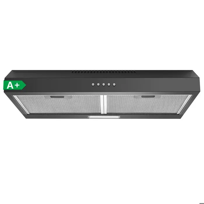 Hotte Aspirante 60cmClasse A+200 m³/hHotte CasquetteÉvacuation/RecyclageÉclairage LEDNoir