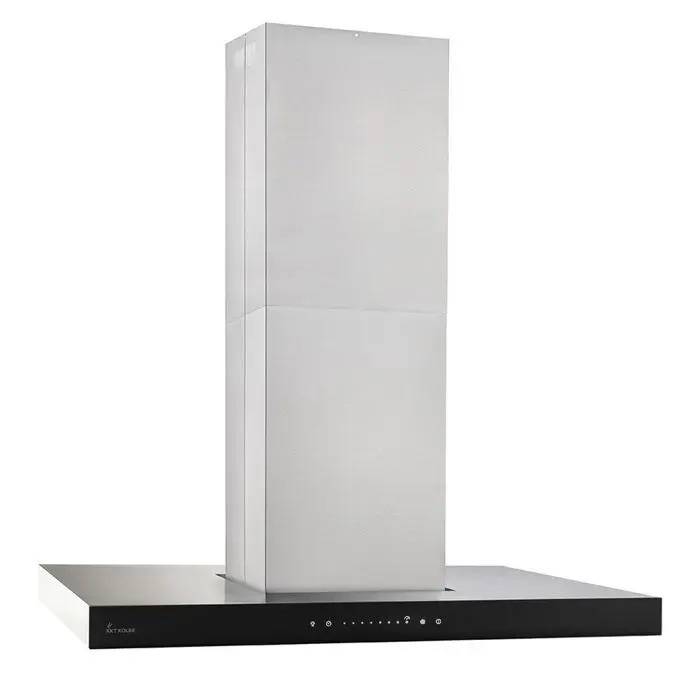 Hotte aspirante cuisine 90 cm Hotte Îlot acier inoxydable verre noir WiFi arrête automatiquement Opération tactile