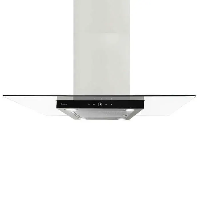 Hotte aspirante cuisine 90cm Hotte Îlot acier inoxydable verre noir WiFi