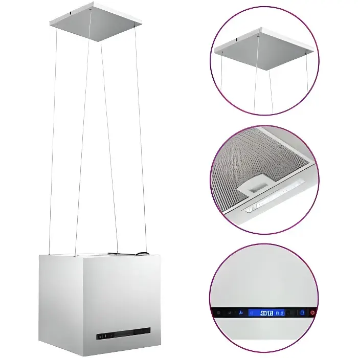 Hotte aspirante décorative en îlot - CUQUE - recyclage dair 756 m³/h - 3 vitesses - inox