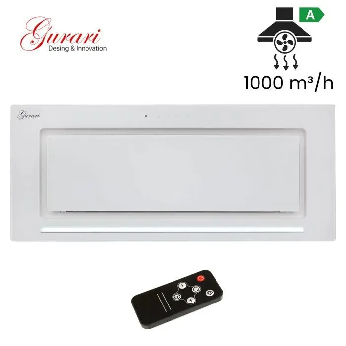 Hotte aspirante encastrable 70 cm GURARI GCH 217+Télécommande • Classe A • Verre blanc • Hotte de plafond 1000 m³/h