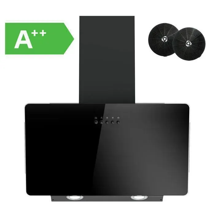 Hotte aspirante FIREGAS 60cm Hotte aspirante à évacuation/circulation dair avec LED Hotte inclinée avec efficacité A++