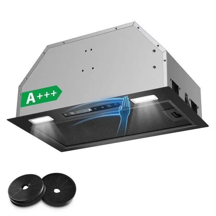 Hotte Aspirante-hotte encastrable-750 m³/h-L 52cm Kichpower -Gestuelle - Tactile - Booster - Recyclage avec Filtre à Charbon - A+++