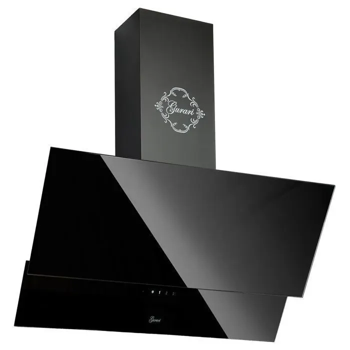 Hotte aspirante inclinée 60 cm GURARI GCH 268 BL 6 Noir verre • Нotte murale 1000m³/h • Classe A • Evacuation & Recyclage